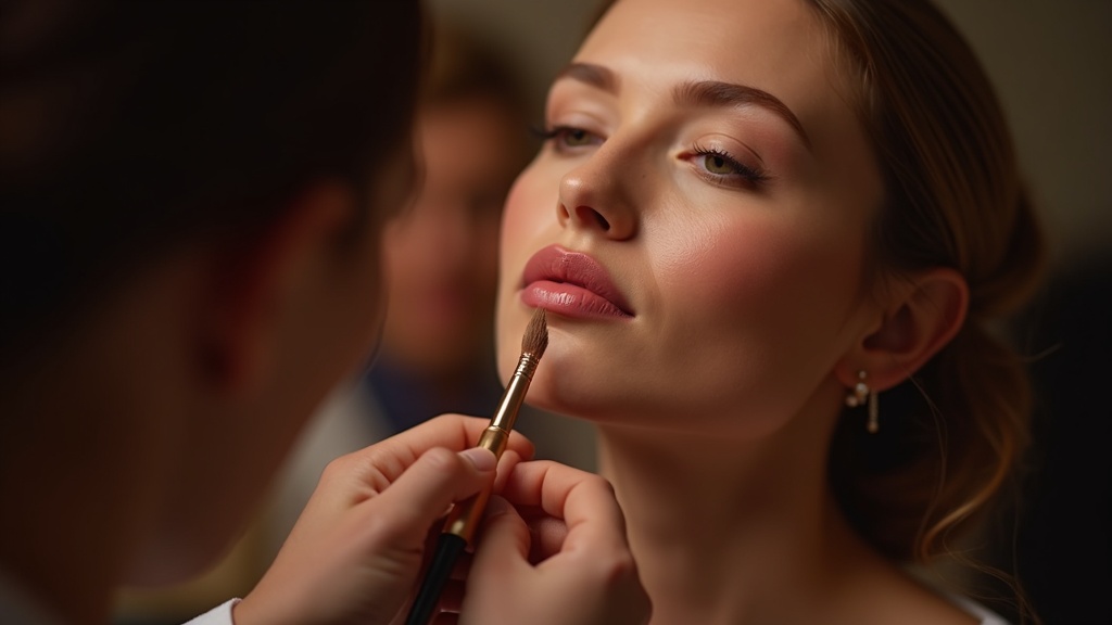 A close-up of a perfectly executed lip blush treatment